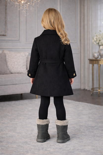 Mädchen-Trenchcoat aus Wollstoff 5109 - Schwarz