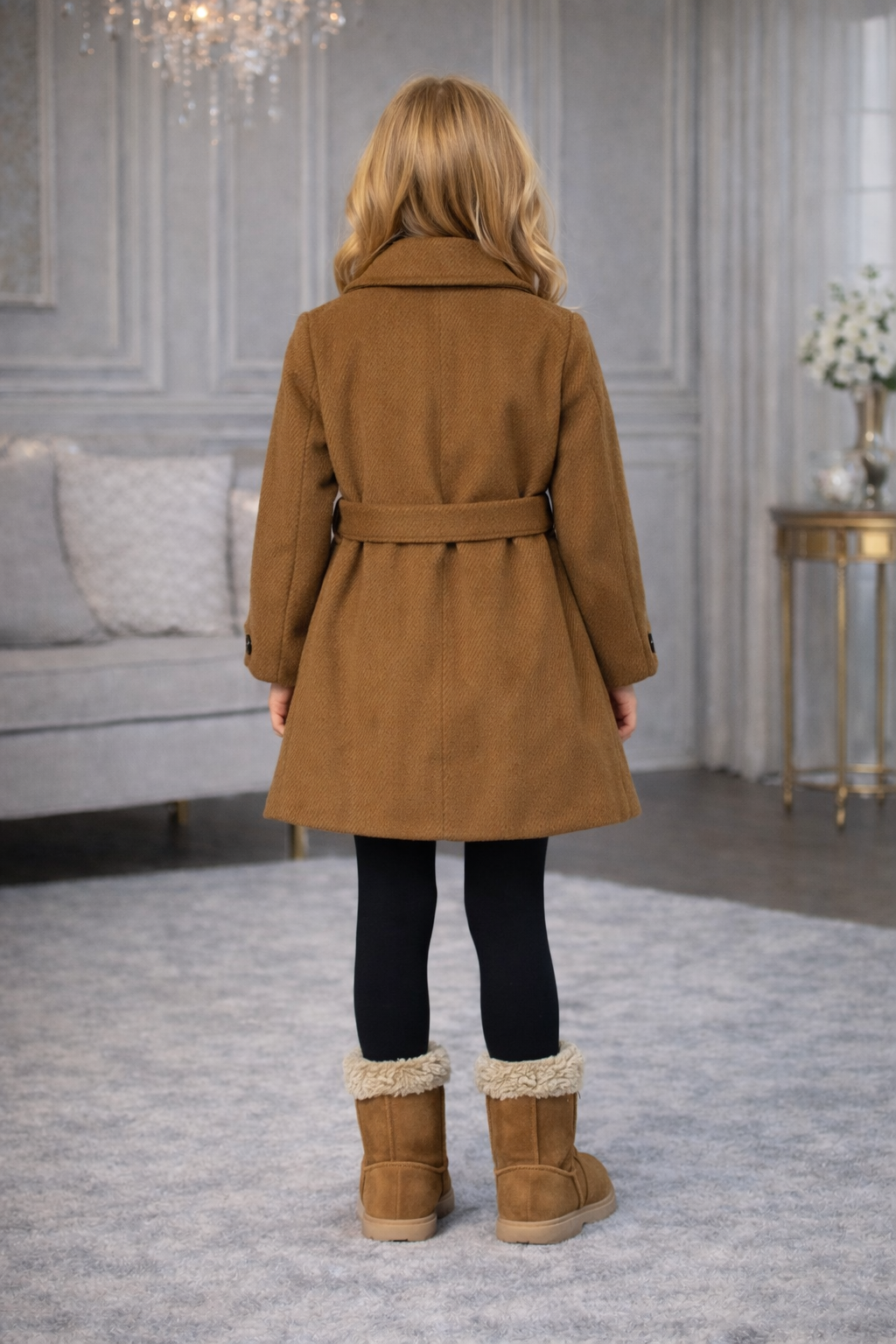 Mädchen-Trenchcoat aus Wollstoff 5109 - Braun