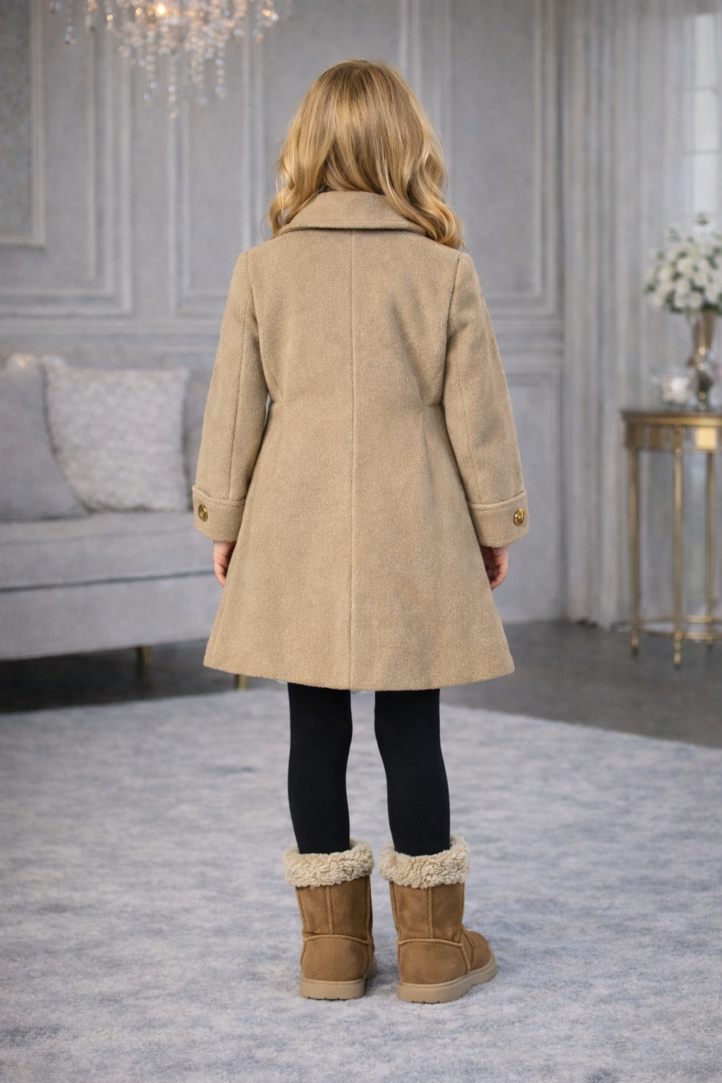 Mädchen-Trenchcoat aus Wollstoff 5109 - Beige