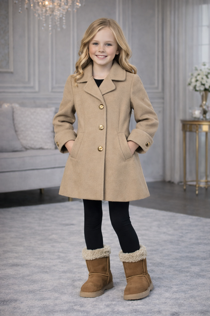 Mädchen-Trenchcoat aus Wollstoff 5109 - Beige