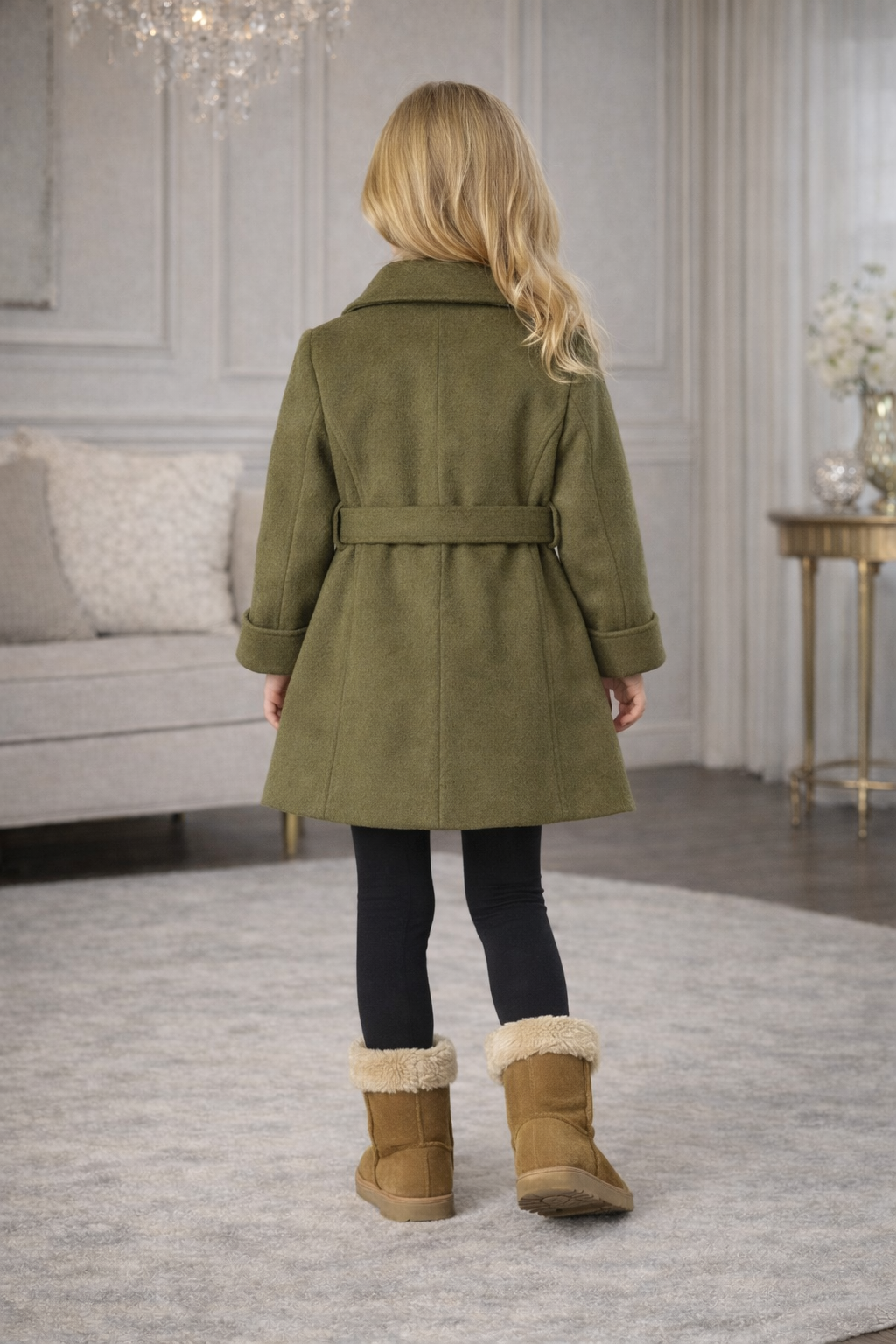 Mädchen-Trenchcoat aus Wollstoff 5109 - Khaki