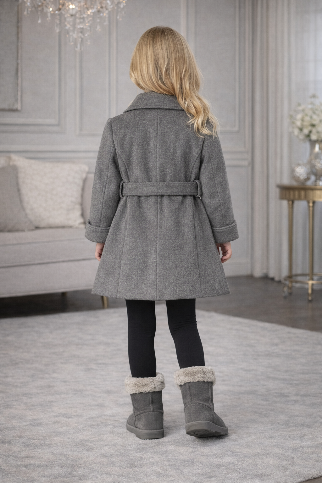Mädchen-Trenchcoat aus Wollstoff 5109 - Grau