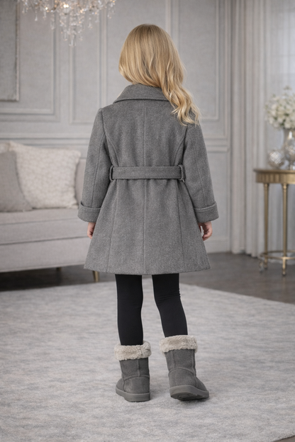 Mädchen-Trenchcoat aus Wollstoff 5109 - Grau