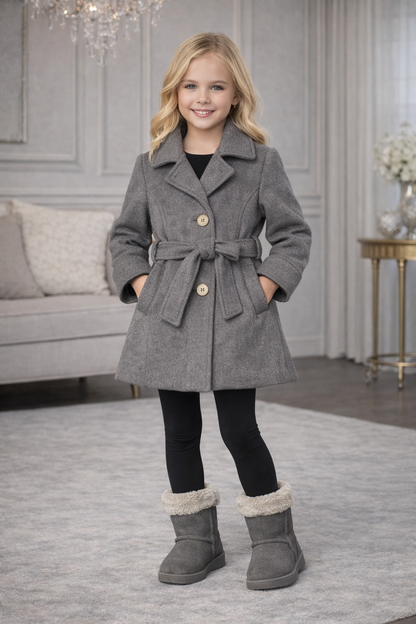 Mädchen-Trenchcoat aus Wollstoff 5109 - Grau