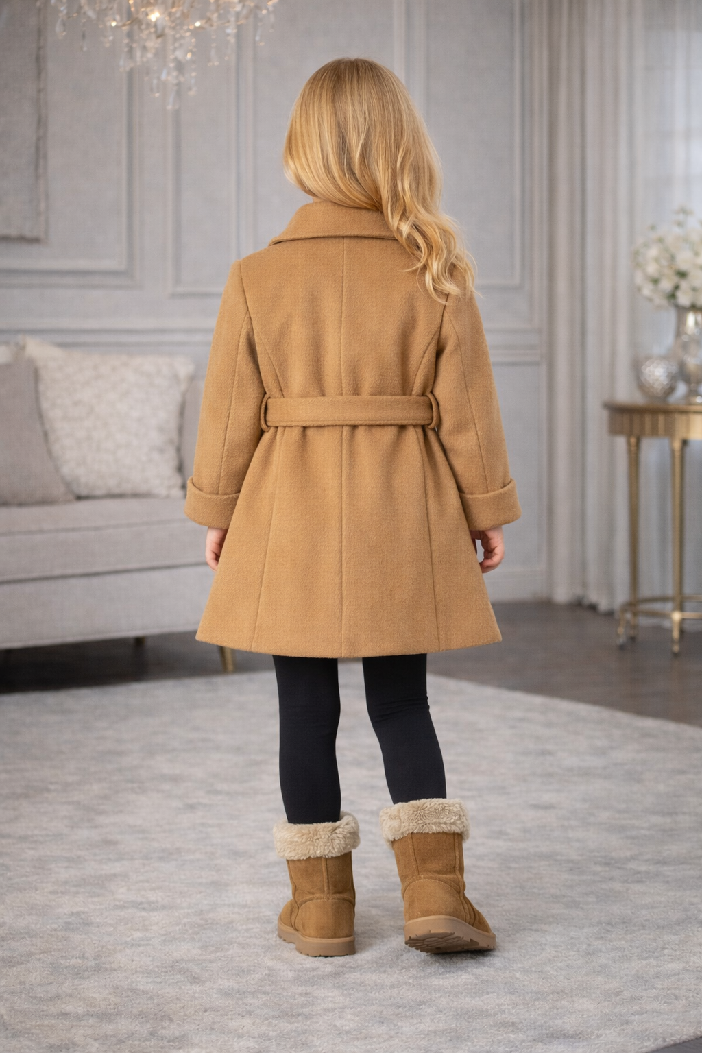 Mädchen-Trenchcoat aus Wollstoff 5109 - Cognac