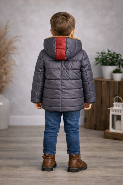 Wetterfeste Jungenjacke mit warmem Fellfutter 5003 - Grau
