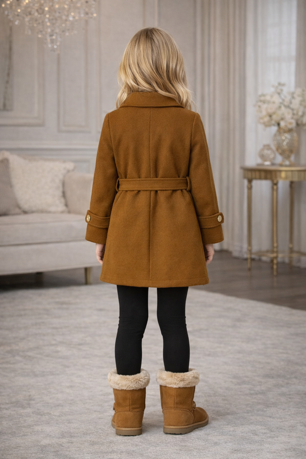 Eleganter Wintermantel für Mädchen 5108 - Braun