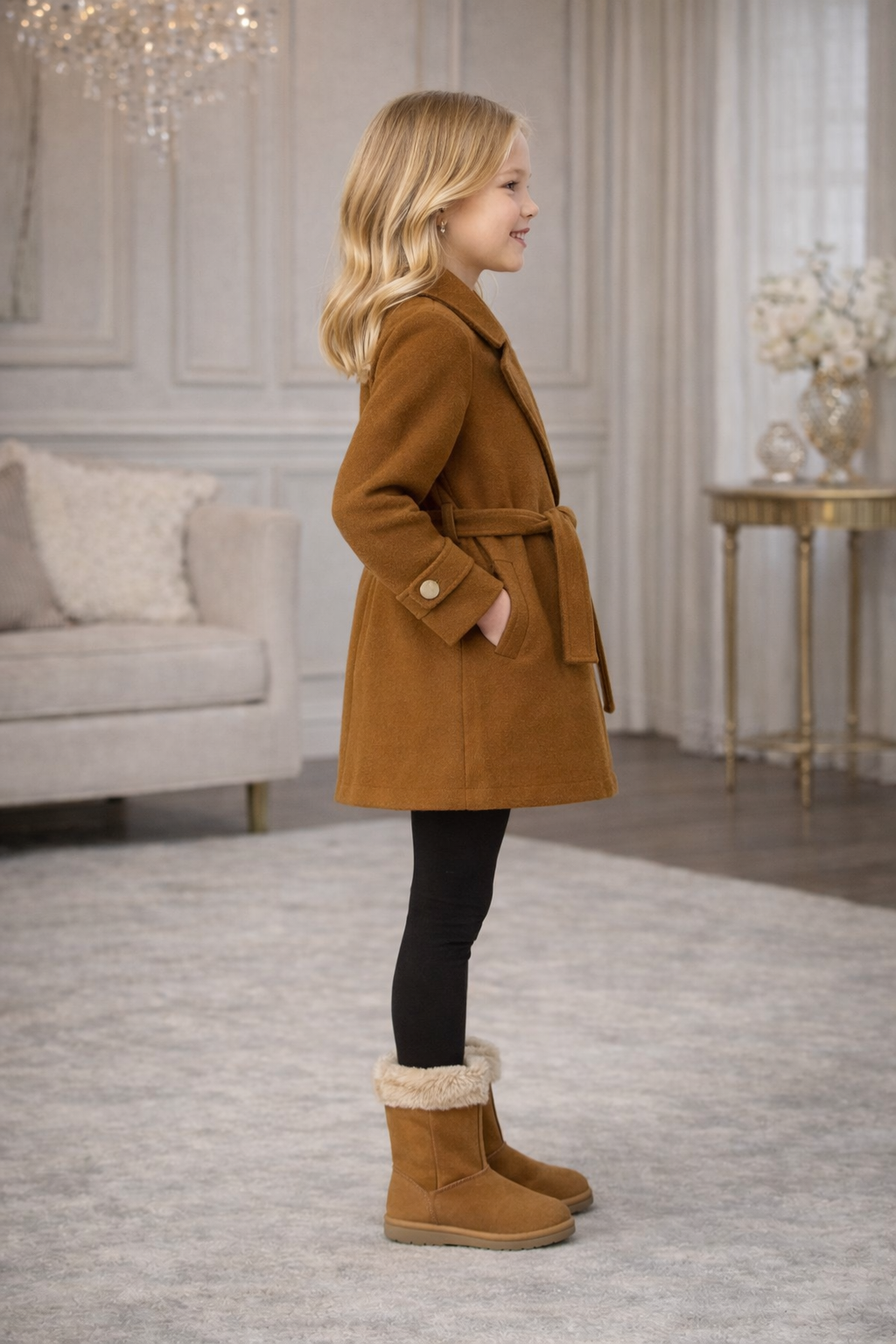 Eleganter Wintermantel für Mädchen 5108 - Braun