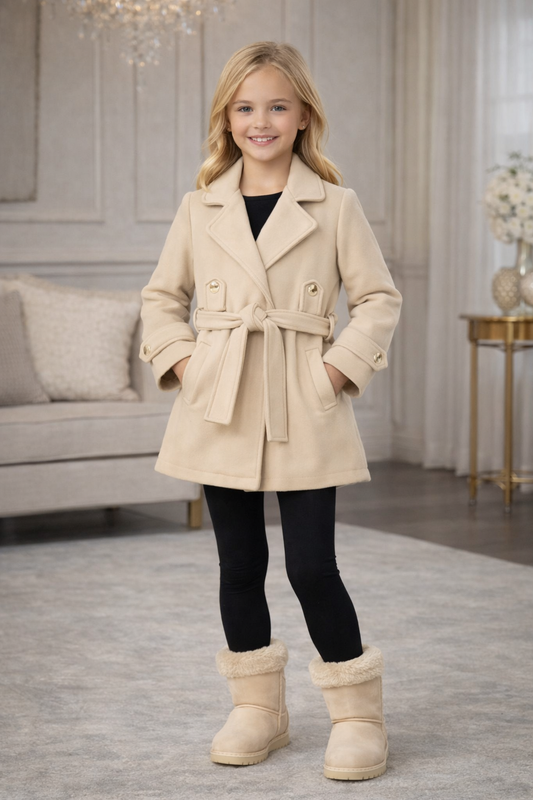 Eleganter Wintermantel für Mädchen 5108 - Beige