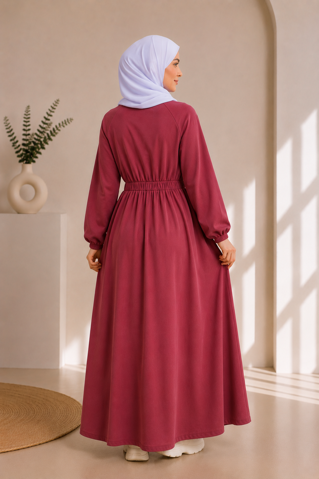 4069  فستان قطن ببيونة - Rosa