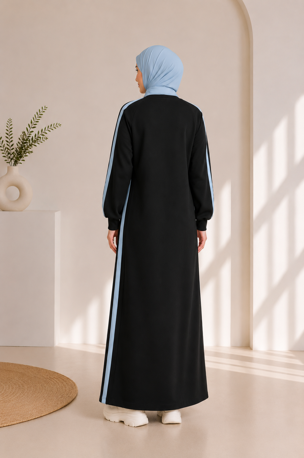 716  عباية قطن سحاب - Schwarz