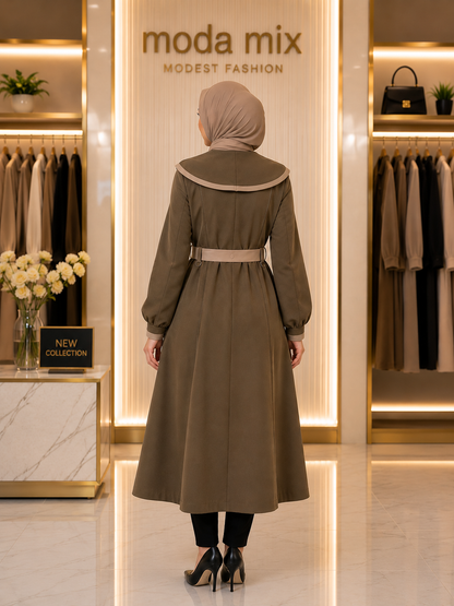 Trenchcoat mit Broschüren-Detail und Satinfutter 1241 - Braun