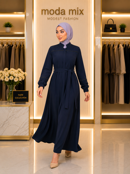 713  عباية صدر كسرات - Dunkelblau