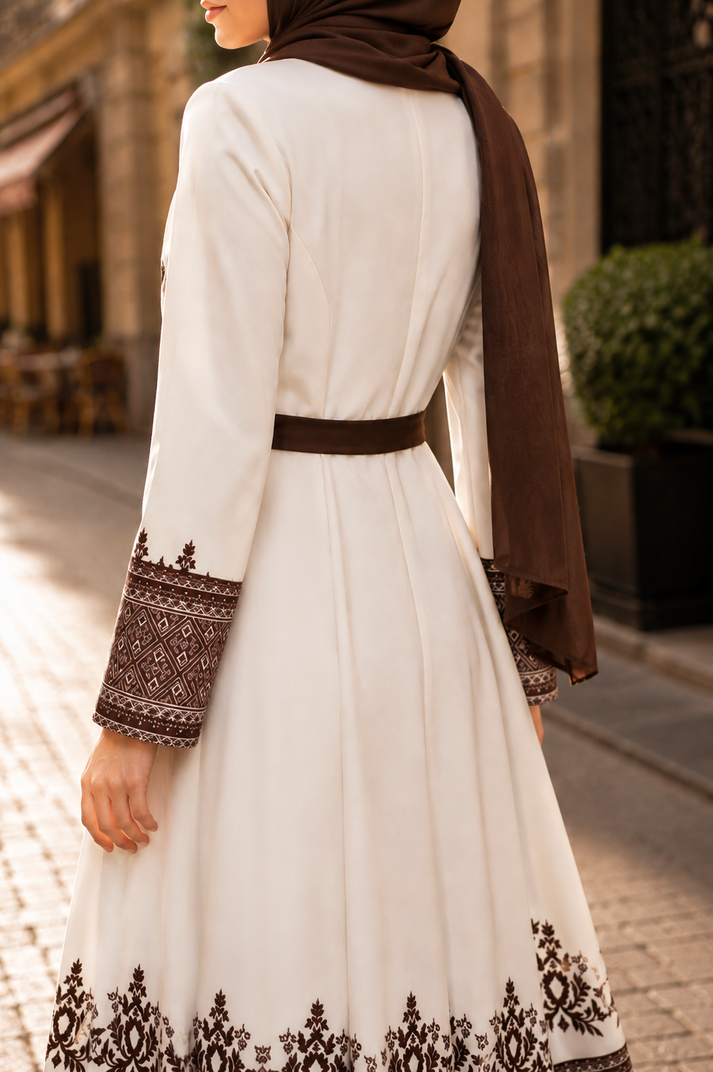 Luxuriöser zweiteiliger Kaftan mit Plissee 4127 - Braun