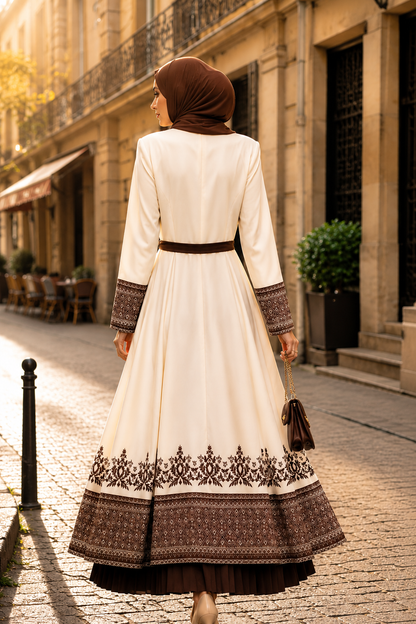 Luxuriöser zweiteiliger Kaftan mit Plissee 4127 - Braun