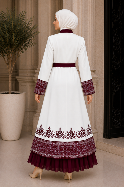 Luxuriöser zweiteiliger Kaftan mit Plissee 4127 - Rot