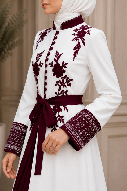 Luxuriöser zweiteiliger Kaftan mit Plissee 4127 - Rot