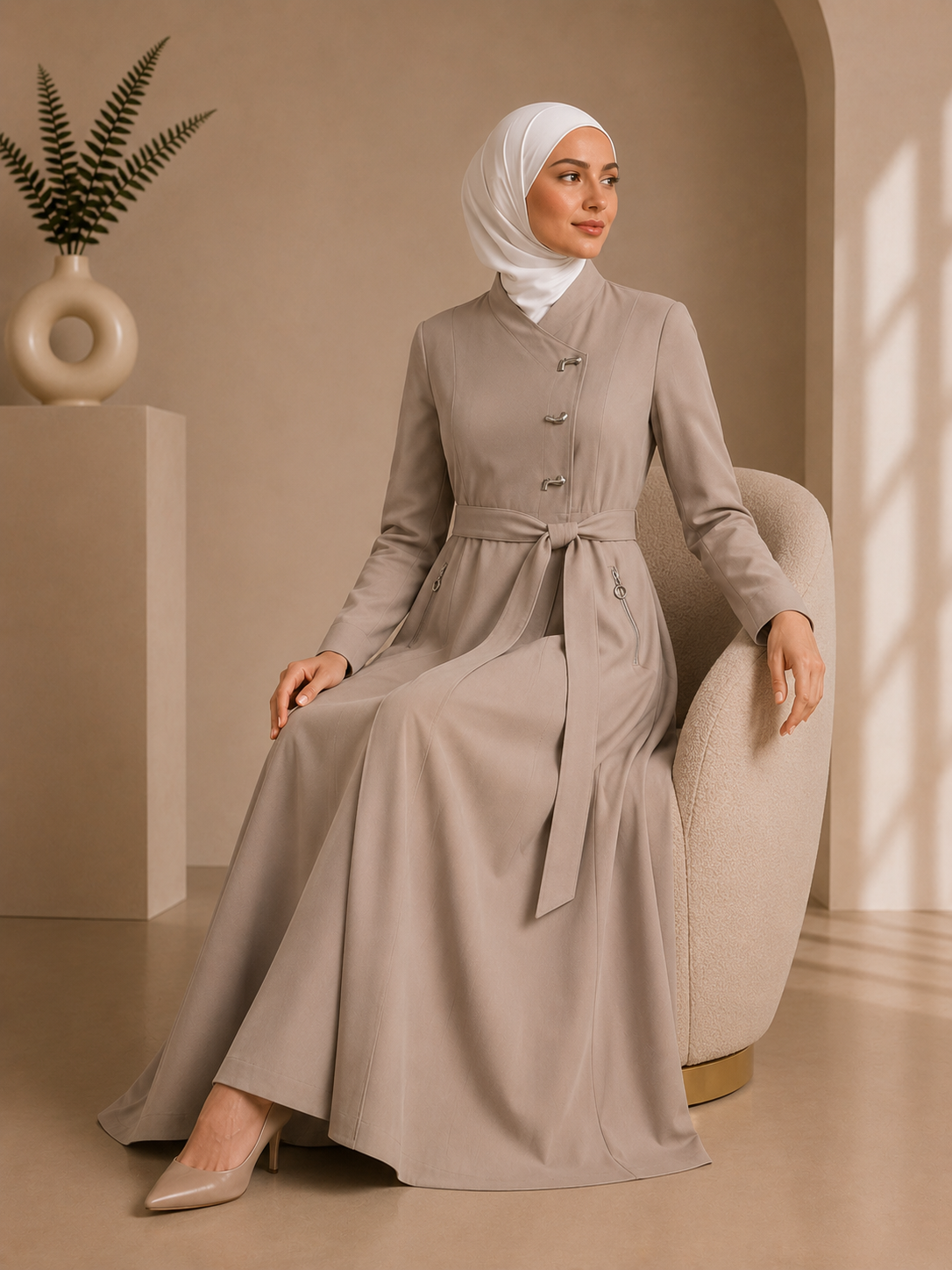 1242 مانطو جاكوار كبسون - Beige