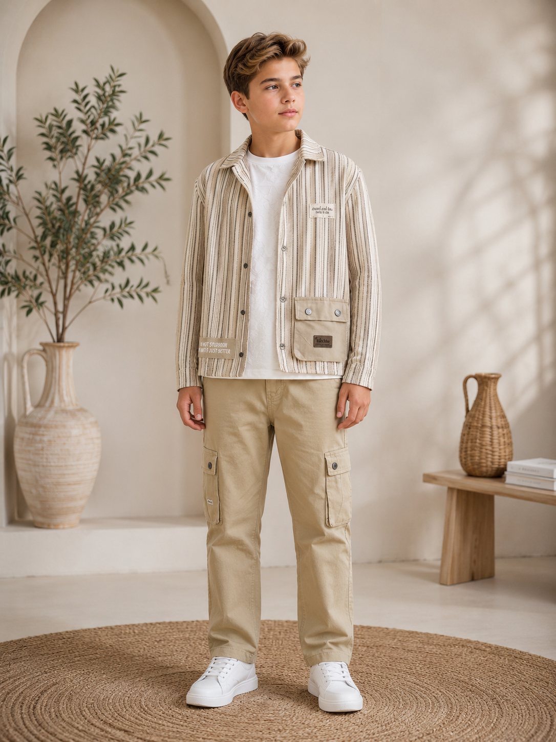 3552  طقم صبياني أتيكيت ثانك - Beige