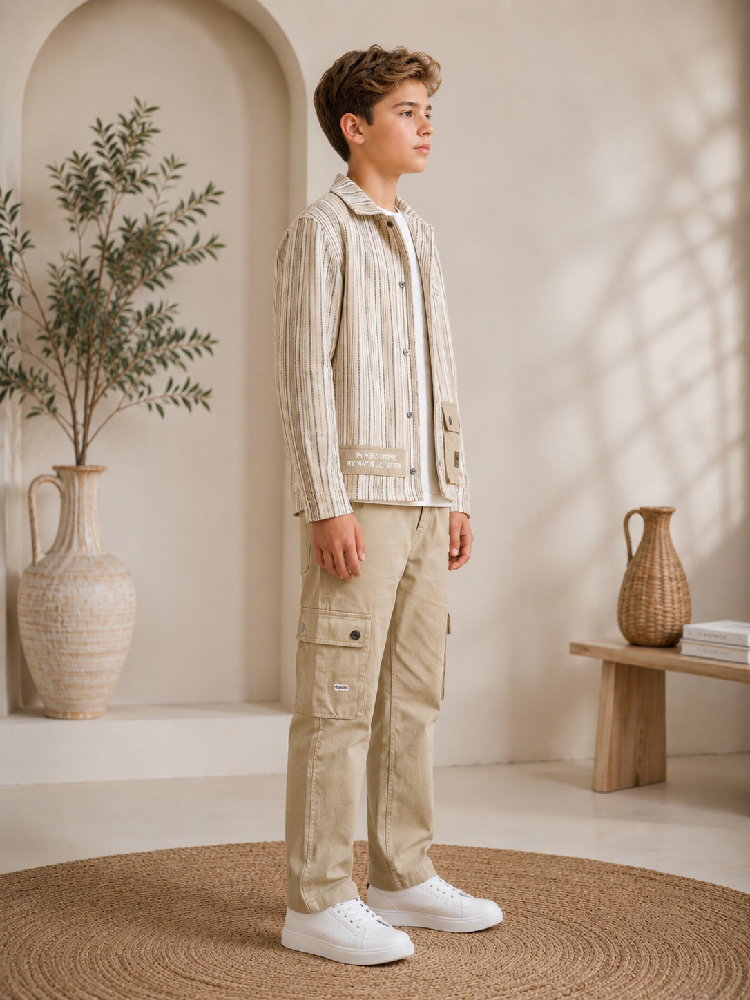 3552  طقم صبياني أتيكيت ثانك - Beige
