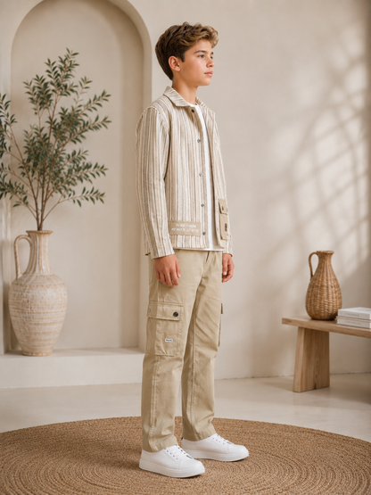 3552  طقم صبياني أتيكيت ثانك - Beige