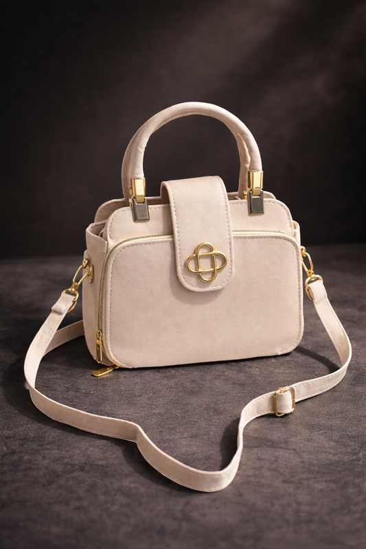 Praktische Umhängetasche mit 3 Reißverschlüssen 988 - Beige