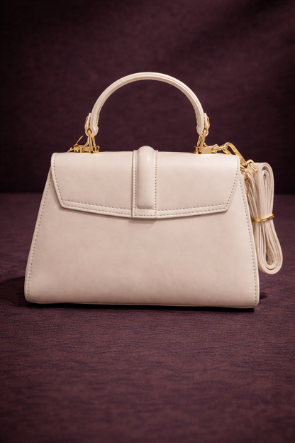 Elegante Handtasche mit langem Lederriemen 990 - Beige