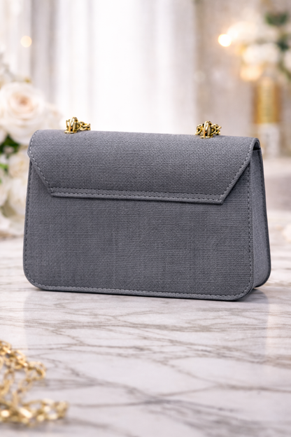 Elegante Handtasche mit langer Metallkette 991 - Anthrazit
