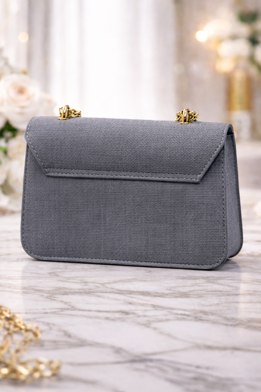 Elegante Handtasche mit langer Metallkette 991 - Anthrazit