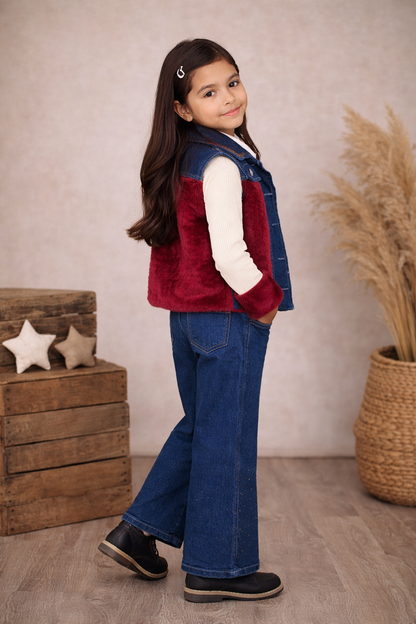 Modisches 3-teiliges Jeans-Set für Mädchen 3526 - Bordeaux