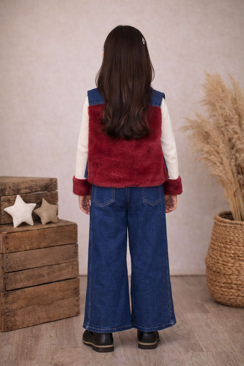 Modisches 3-teiliges Jeans-Set für Mädchen 3526 - Bordeaux