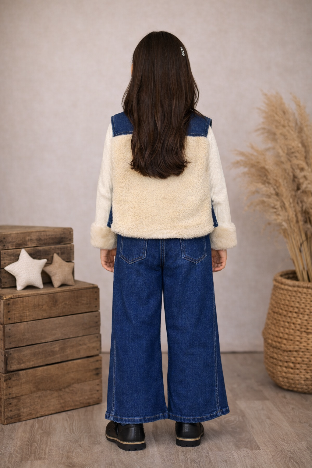Modisches 3-teiliges Jeans-Set für Mädchen 3526 - Weiß