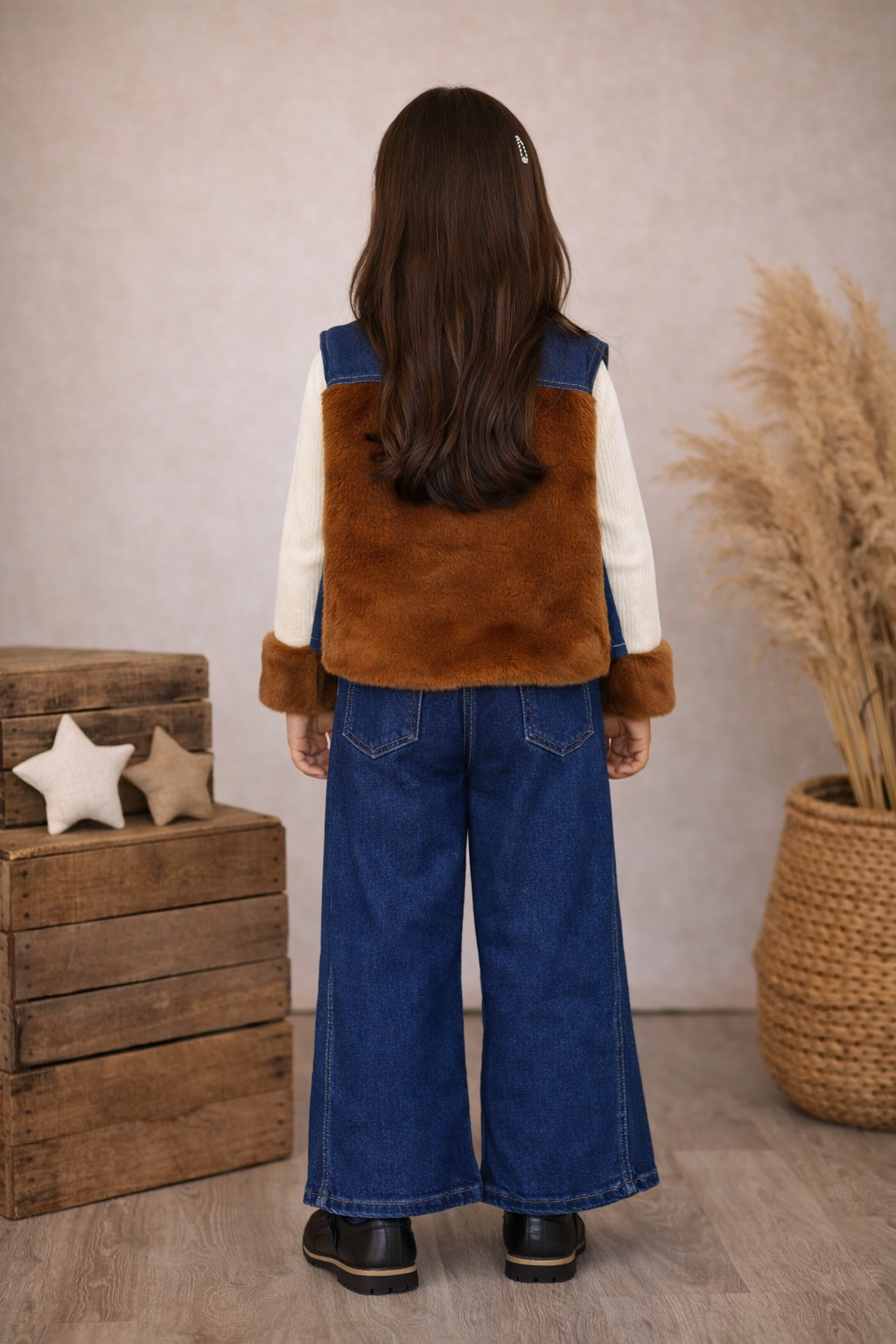 Modisches 3-teiliges Jeans-Set für Mädchen 3526 - Braun