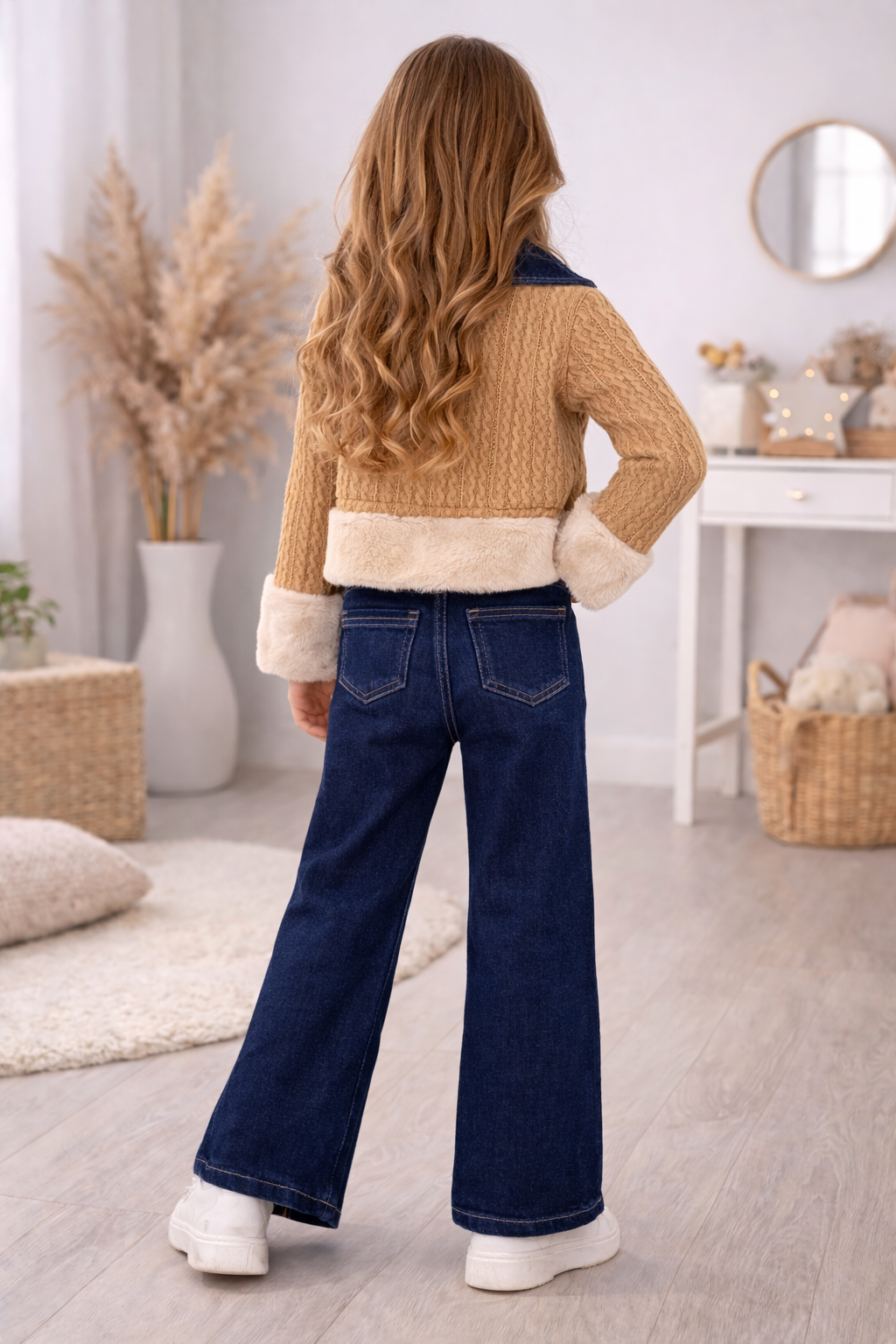 Modisches 3-teiliges Jeans-Set für Mädchen 3528 - Braun