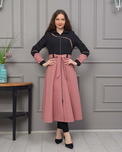 Regen-Trenchcoat aus Fallschirmstoff mit abnehmbarer Kapuze 1223 - Puder