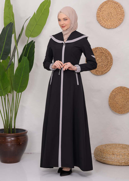 Langer Parachute-Regenmantel mit Kapuze und Satinfutter 1221 - Schwarz