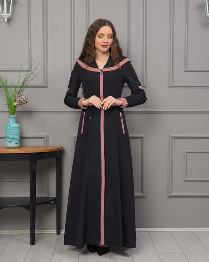 Langer Parachute-Regenmantel mit Kapuze und Satinfutter 1221 - Puder