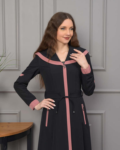 Langer Parachute-Regenmantel mit Kapuze und Satinfutter 1221 - Puder