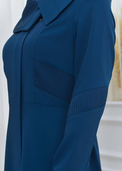 Brada-Mantel mit Plissee-Kragen und Seitendetails 1201 - Türkis