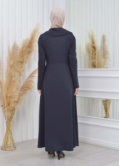 Brada-Mantel mit Plissee-Kragen und Seitendetails 1201 - Dunkelgrau