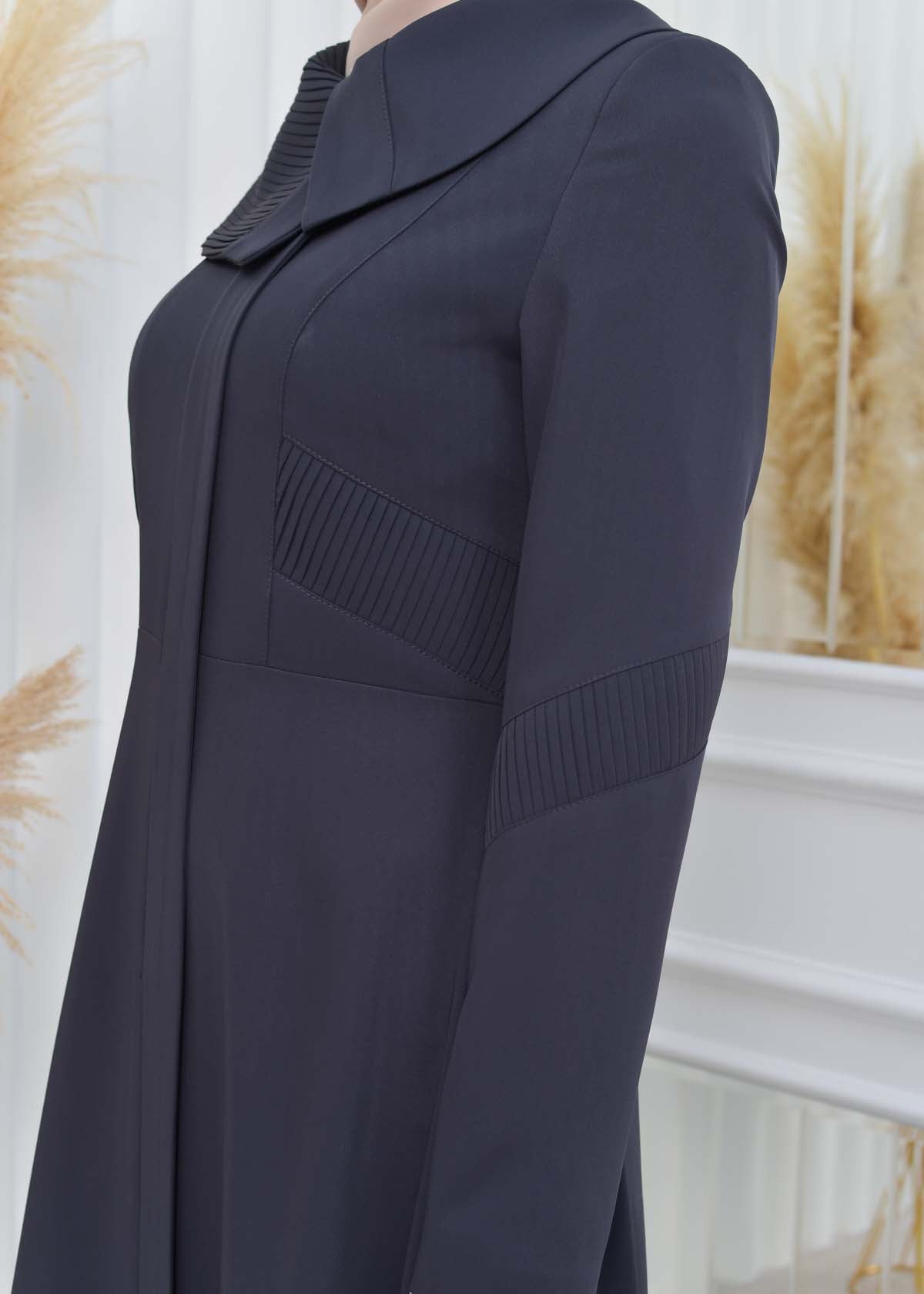 Brada-Mantel mit Plissee-Kragen und Seitendetails 1201 - Dunkelgrau