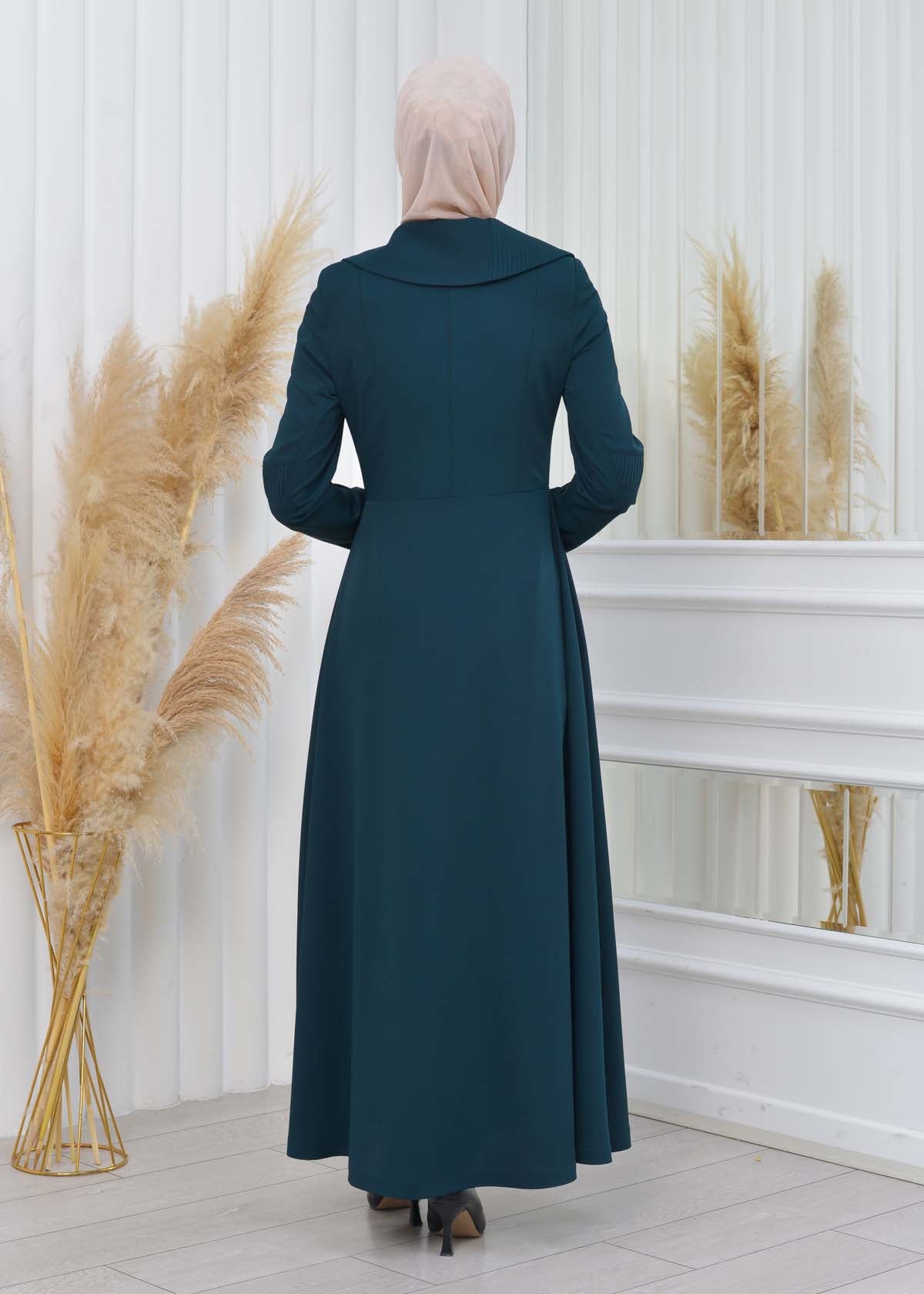 Brada-Mantel mit Plissee-Kragen und Seitendetails 1201 - Khaki