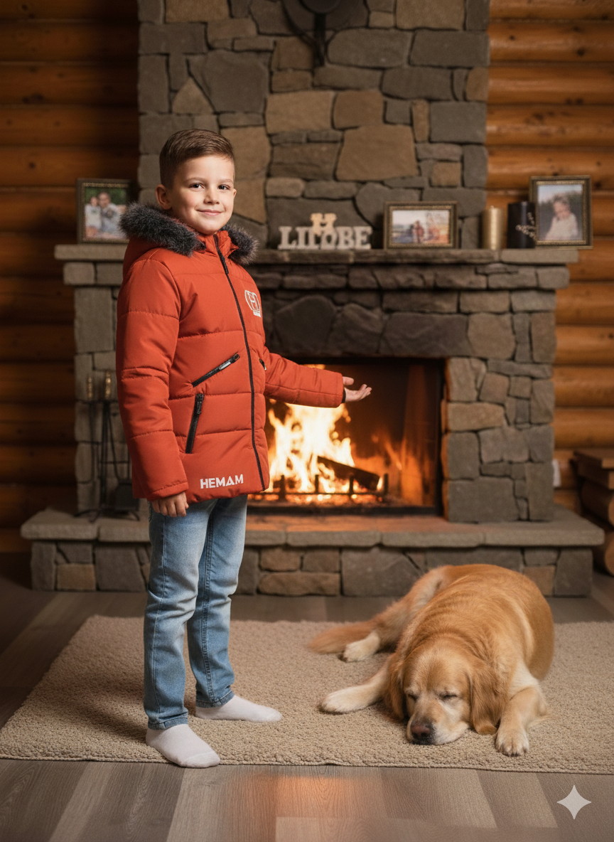 Winterjacke für Kinder mit weichem Plüschfutter 5107 - Ziegelrot