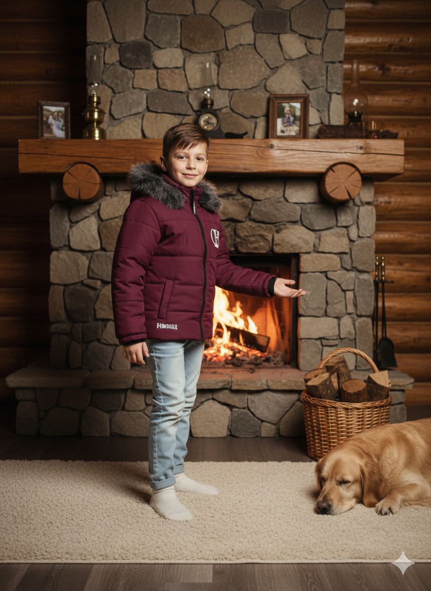 Winterjacke für Kinder mit weichem Plüschfutter 5107 - Bordeaux