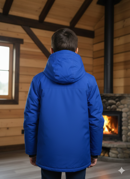 Mit Fell gefütterte Winter-Parka-Jacke für Kinder 5139 - Blau