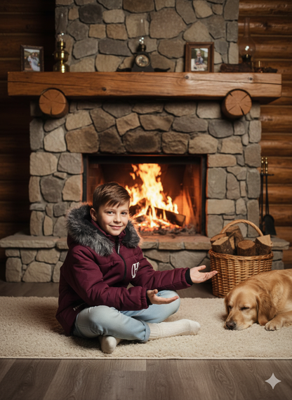 Winterjacke für Kinder mit weichem Plüschfutter 5107 - Bordeaux