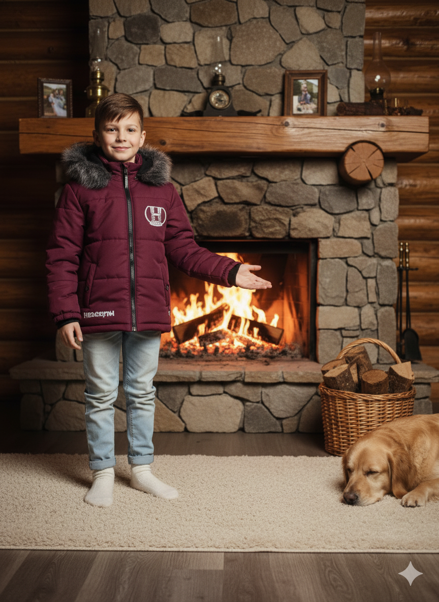 Winterjacke für Kinder mit weichem Plüschfutter 5107 - Bordeaux