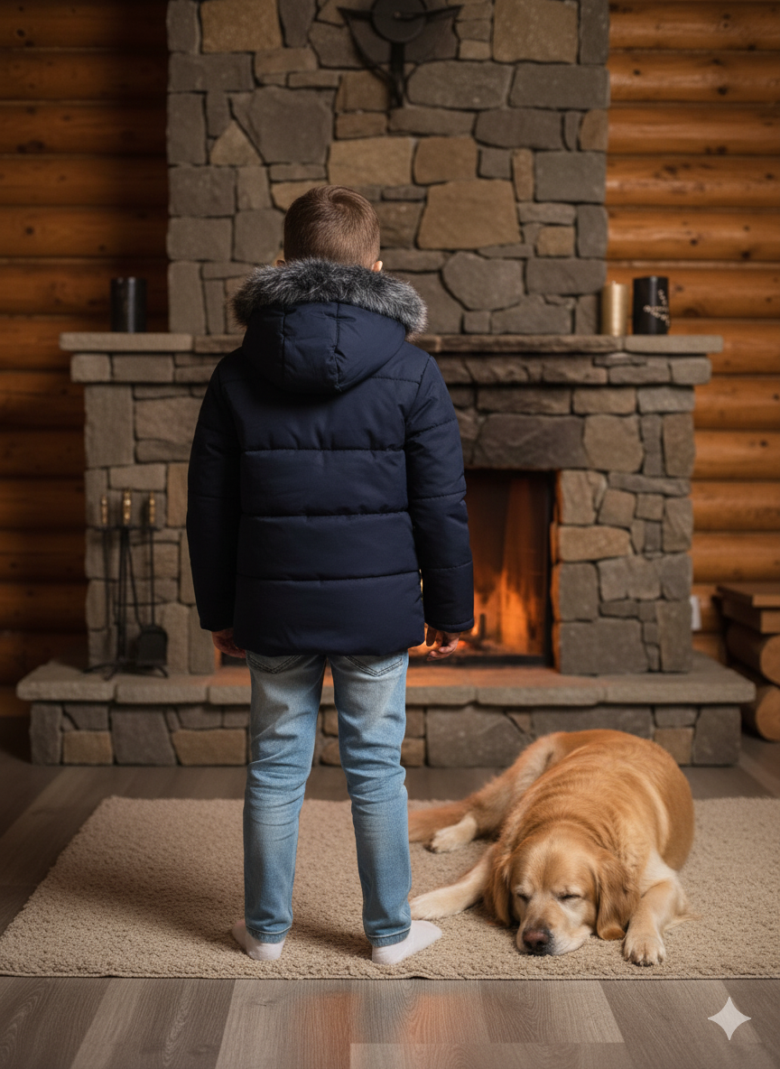 Winterjacke für Kinder mit weichem Plüschfutter 5107 - Dunkelblau