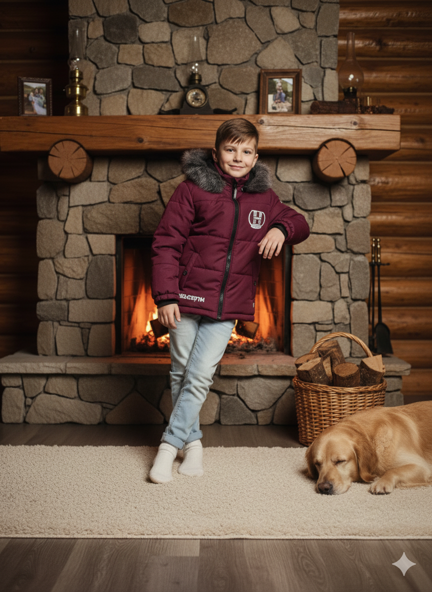 Winterjacke für Kinder mit weichem Plüschfutter 5107 - Bordeaux