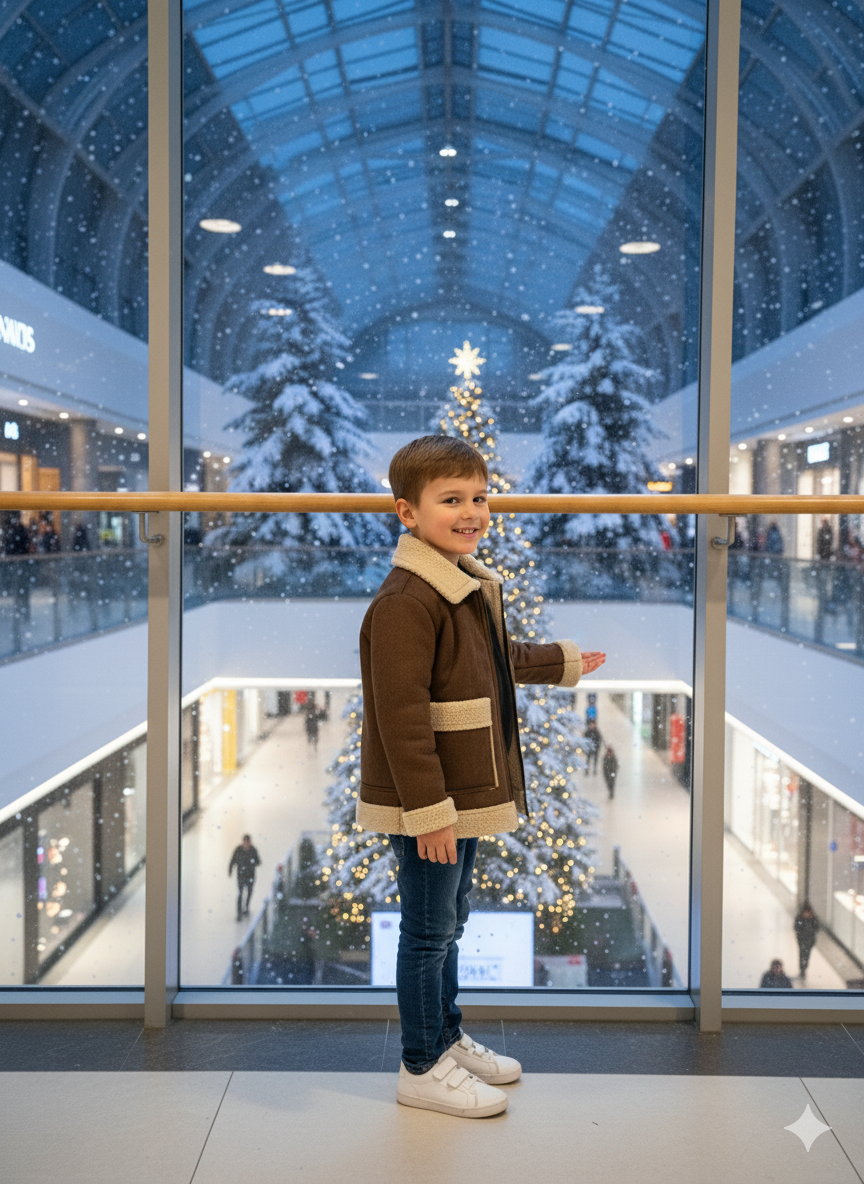 Klassische Kinderjacke mit Fellfutter 5117 - Braun